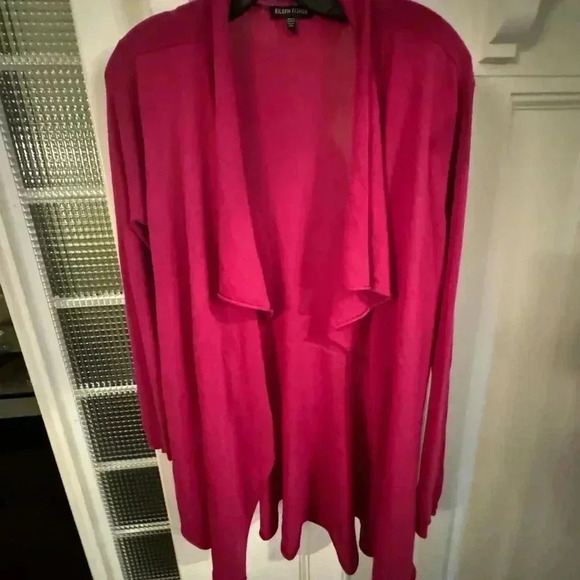 Eileen Fisher women’s 100% Italian wool cardigan sweater pink open front size L - Picture 2 of 7